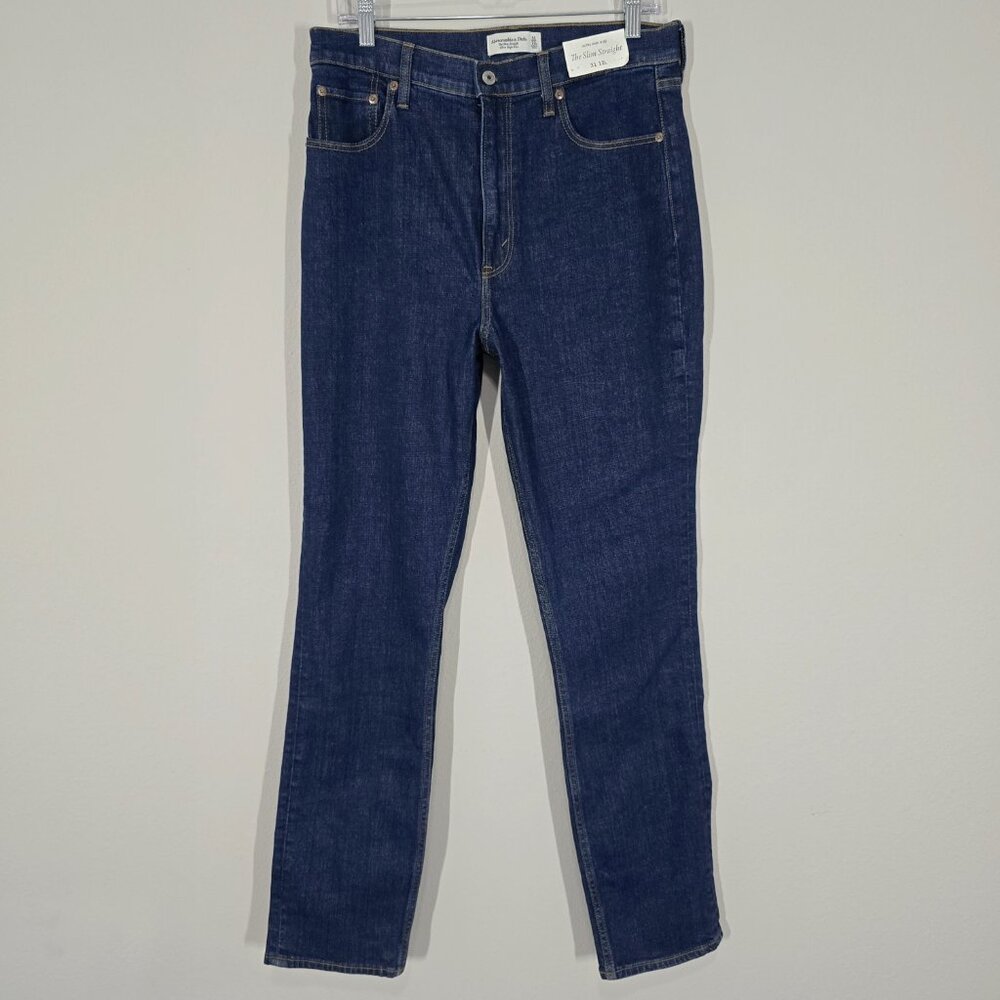 Abercrombie High Rise Slim Straight Jeans 31 Dark Wash NWT